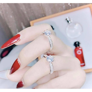 Nhẫn cầu hôn bạc ta LoPa dáng hai hàng đá dầy dặn bóng đẹp sang chảnh