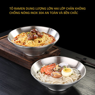 INOX 304 TÔ ,BÁT 22cm  SSGP - HAI LỚP CHỐNG NÓNG, ĂN MÌ TRỘN - MỲ RAMEN KIẾU NHẬT TRUNG-