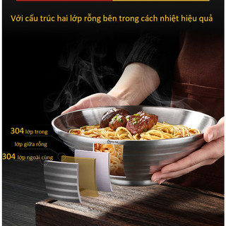 INOX 304 TÔ ,BÁT 22cm  SSGP - HAI LỚP CHỐNG NÓNG, ĂN MÌ TRỘN - MỲ RAMEN KIẾU NHẬT TRUNG-