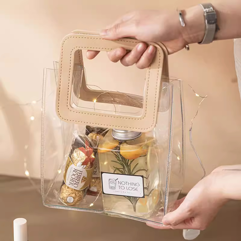 Túi PVC trong suốt có tay cầm bằng da PU làm quà tặng | Shopee Việt Nam