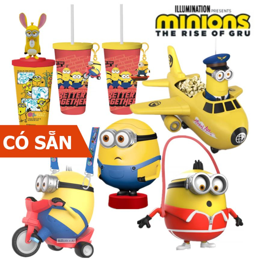 Minion Minions đồ chơi, mô hình minion, hộp đựng bắp minion, Ly nước