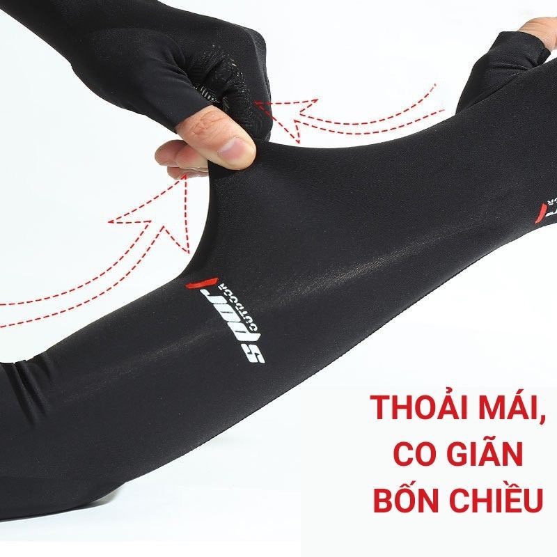 Găng tay chống nắng nam SPORT bao tay đi nắng nữ xỏ ngón có vân chống trượt chống tia UV