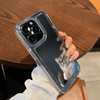 Ốp iphone - Ốp lưng iphone trong suốt cạnh vuông mèo giơ ngón giữa dành cho ip 6 đến 16promax - u051,sd2021