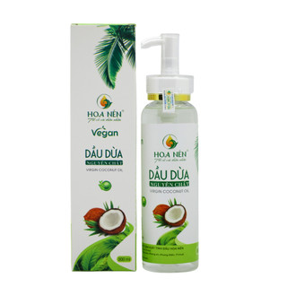 Dầu Dừa nguyên chất ép lạnh - Hoa Nén - Dưỡng da, môi, massage - Dạng nhấn 300ml