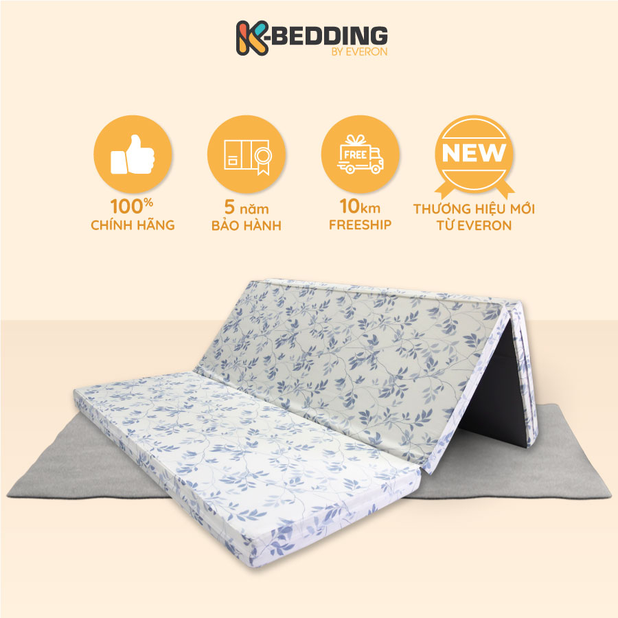 Ảnh Nệm Bông Ép Gấp 3 K-Bedding By Everon MTP lớp vải tencel thoáng mát, nệm cứng cao 9cm, bảo hành 5 năm, màu ngẫu nhiên 1
