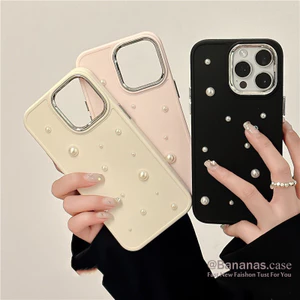 Ốp Điện Thoại Đính Ngọc Trai Lấp Lánh + Khung Bảo Vệ Ống Kính Máy Ảnh Cho iPhone 14 Plus 14 13 12 11 Pro Max X XS xx1022
