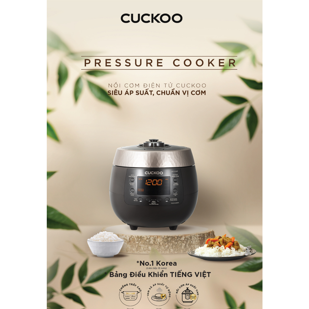 Ảnh Nồi cơm điện tử áp suất Cuckoo 1.8 lít CRP-R1000F màu đen - lòng nồi chống dính cao cấp phủ Xwall Black shine 2