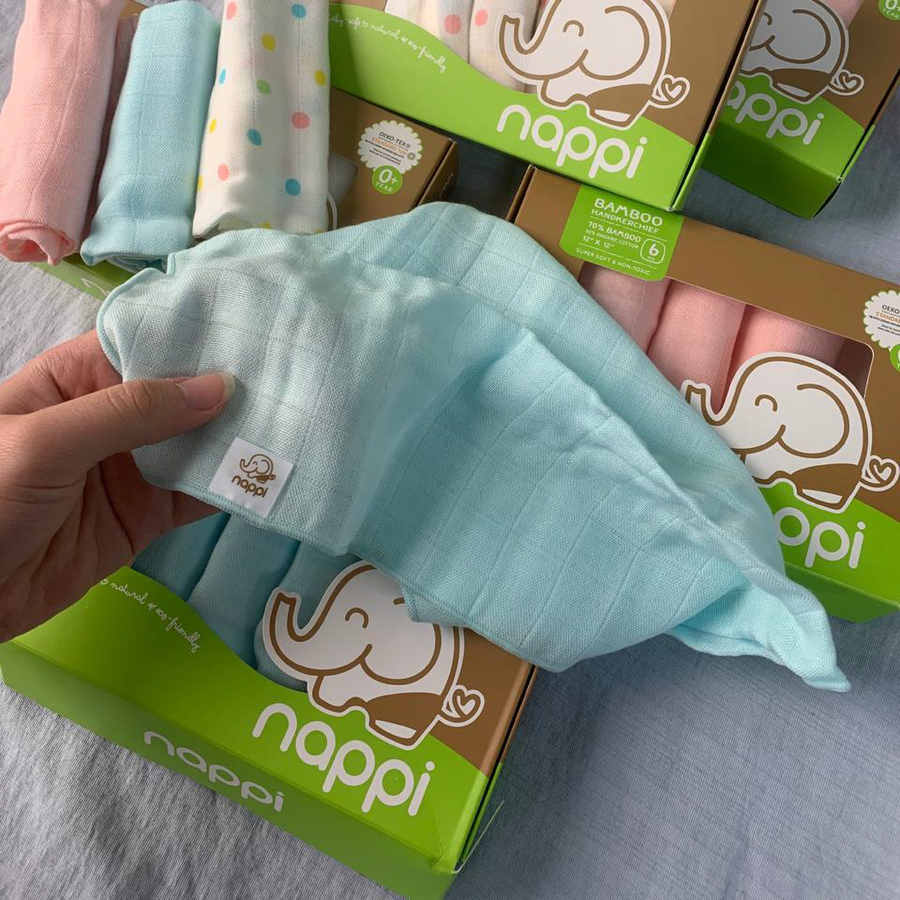 Ảnh Khăn Sữa Sợi Tre Nappi Organic Cao Cấp Mềm Mịn Cho Bé Hộp 6 Chiếc 4