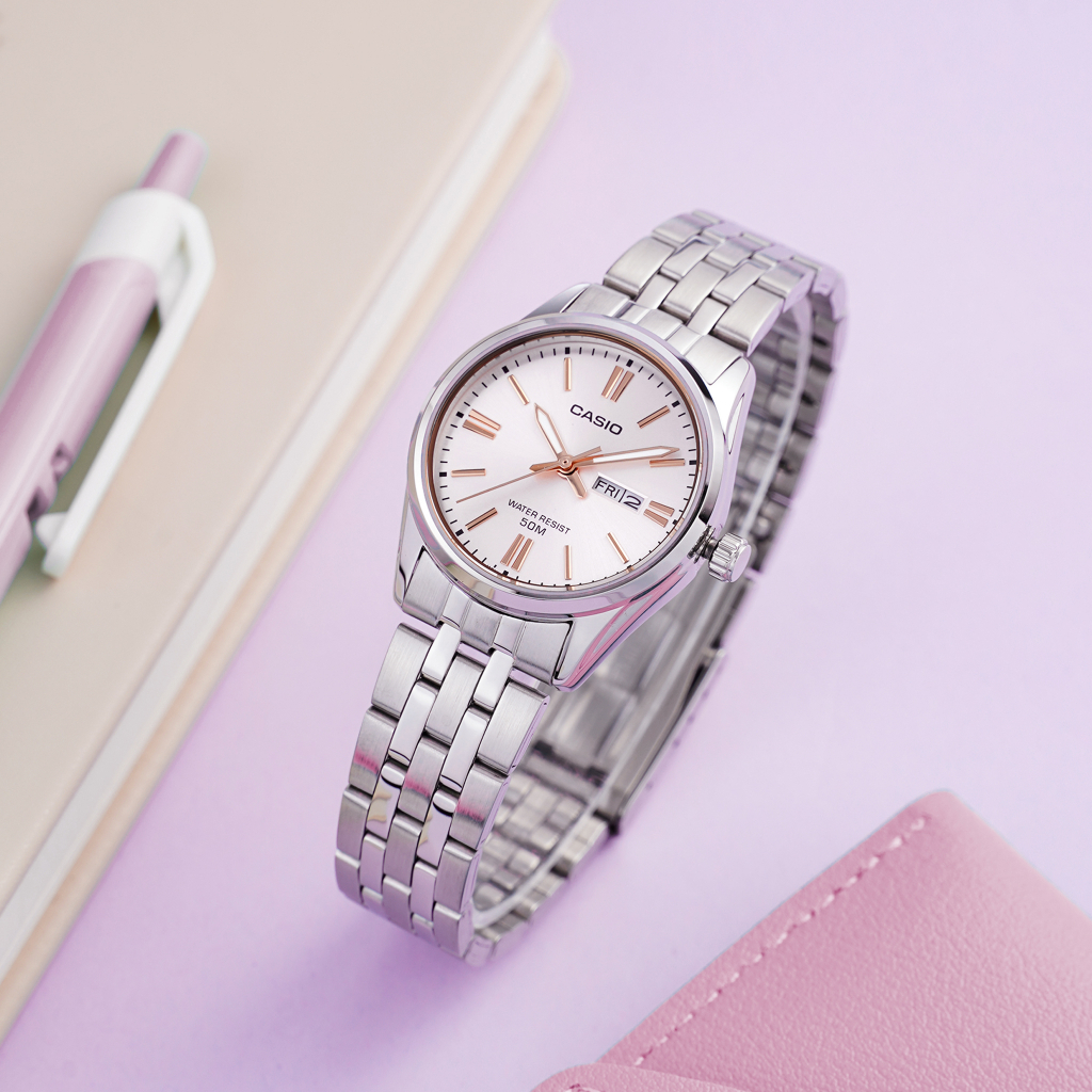 Ảnh Đồng Hồ Casio Nữ LTP-1335D-4AVDF Mặt Hồng Dây Kim Loại Chính Hãng 2