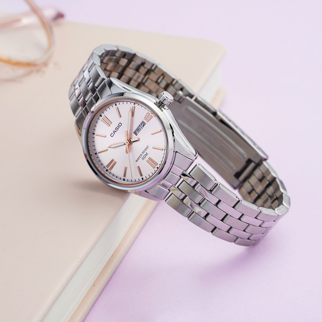 Ảnh Đồng Hồ Casio Nữ LTP-1335D-4AVDF Mặt Hồng Dây Kim Loại Chính Hãng 3