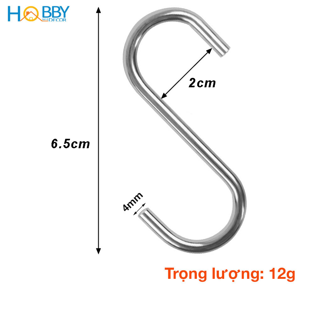 Ảnh Bộ 10 móc treo đồ chữ S inox 304 dày 4mm Hobby home decor MTS-10 2