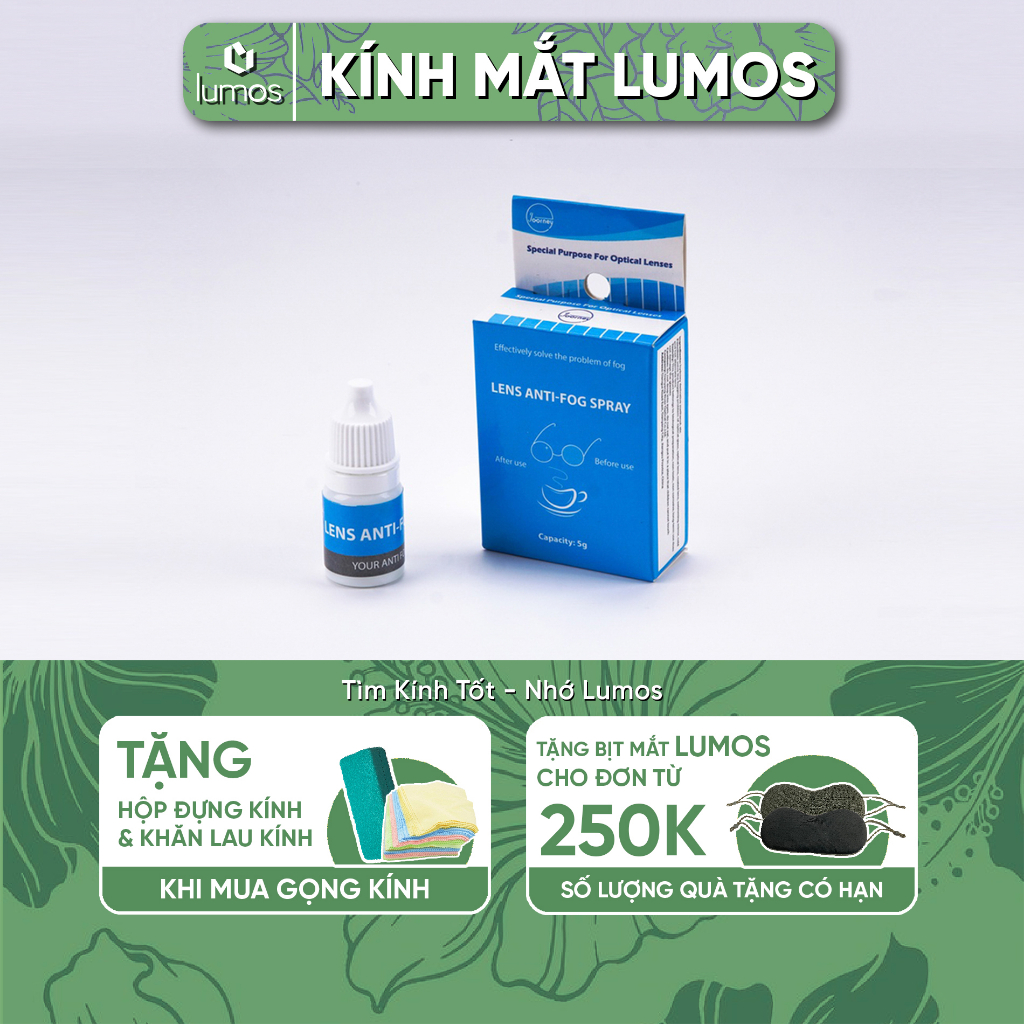 Dung dịch chống mờ kính Lens Nano Anti-Fog Spray hiệu quả 100% chống bám hơi nước trên kính mắt 5g Lumos PK-07