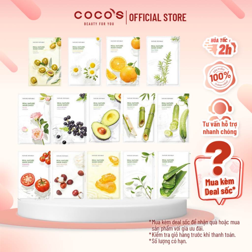 Mặt Nạ Nature Republic Real Nature Mask Sheet, Mặt Nạ Cấp Ẩm, Mặt Nạ 