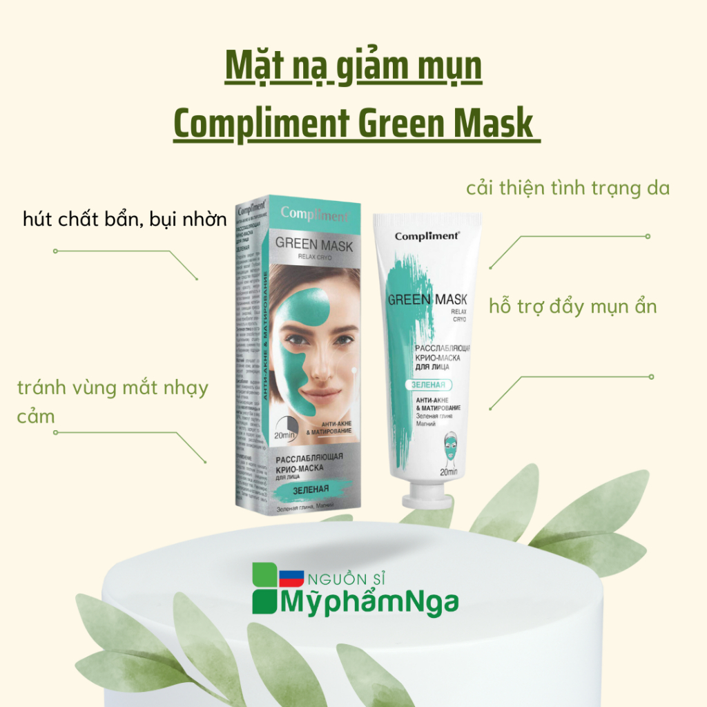 Mặt nạ giảm mụn Compliment Green Mask se khít chân lông, đều màu da ...