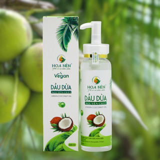 Dầu Dừa nguyên chất ép lạnh - Hoa Nén - Dưỡng da, môi, massage - Dạng nhấn 300ml