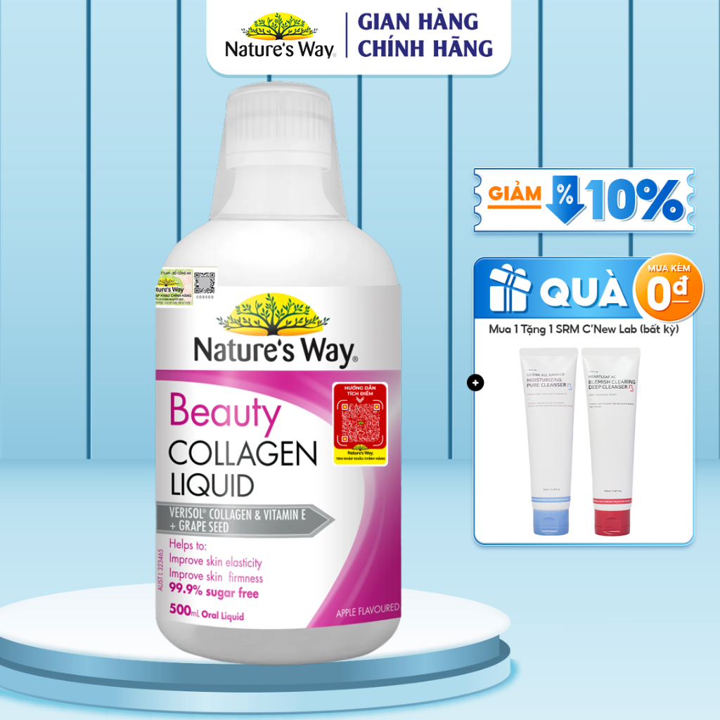 Collagen Dạng Nước Bổ Sung Collagen Thủy Phân Giúp Sáng Da Natures Way Beauty Collagen Liquid 500ml