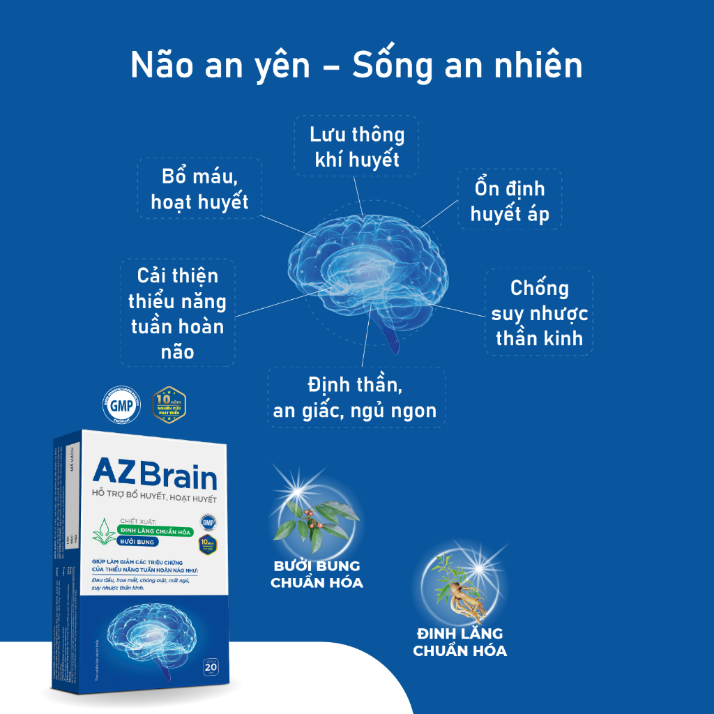 Ảnh Combo 2 hộp viên uống AZBrain tăng cường trí nhớ, bổ huyết,hết đau nửa đầu, chóng mặt, ngủ ngon (Hộp 60 viên) 4