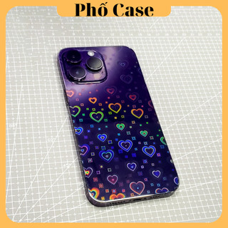 Miếng dán PPF Full viền lỗ loa Vân 3D Tim cho iPhone 12 - 17promax