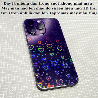 Miếng dán PPF Full viền lỗ loa Vân 3D Tim cho iPhone 12 - 17promax