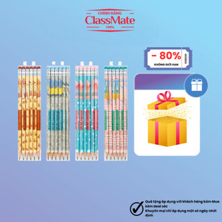 Vỉ 6 Chiếc Bút Chì Gỗ Cao Cấp Có Tẩy CLASSMATE Ngòi 2B, Nét Bút Mịn Chì Mềm, Dùng Cho Bé Tập Viết CL-PC507