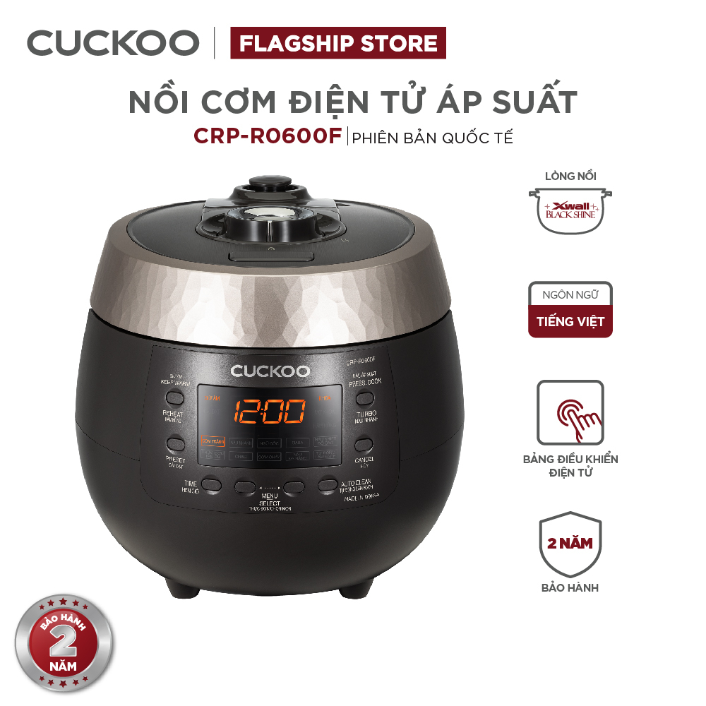Ảnh Nồi cơm điện tử áp suất Cuckoo 1.08 lít CRP-R0600F màu đen - lòng nồi chống dính cao cấp phủ Xwall Black shine- Quốc tế 1