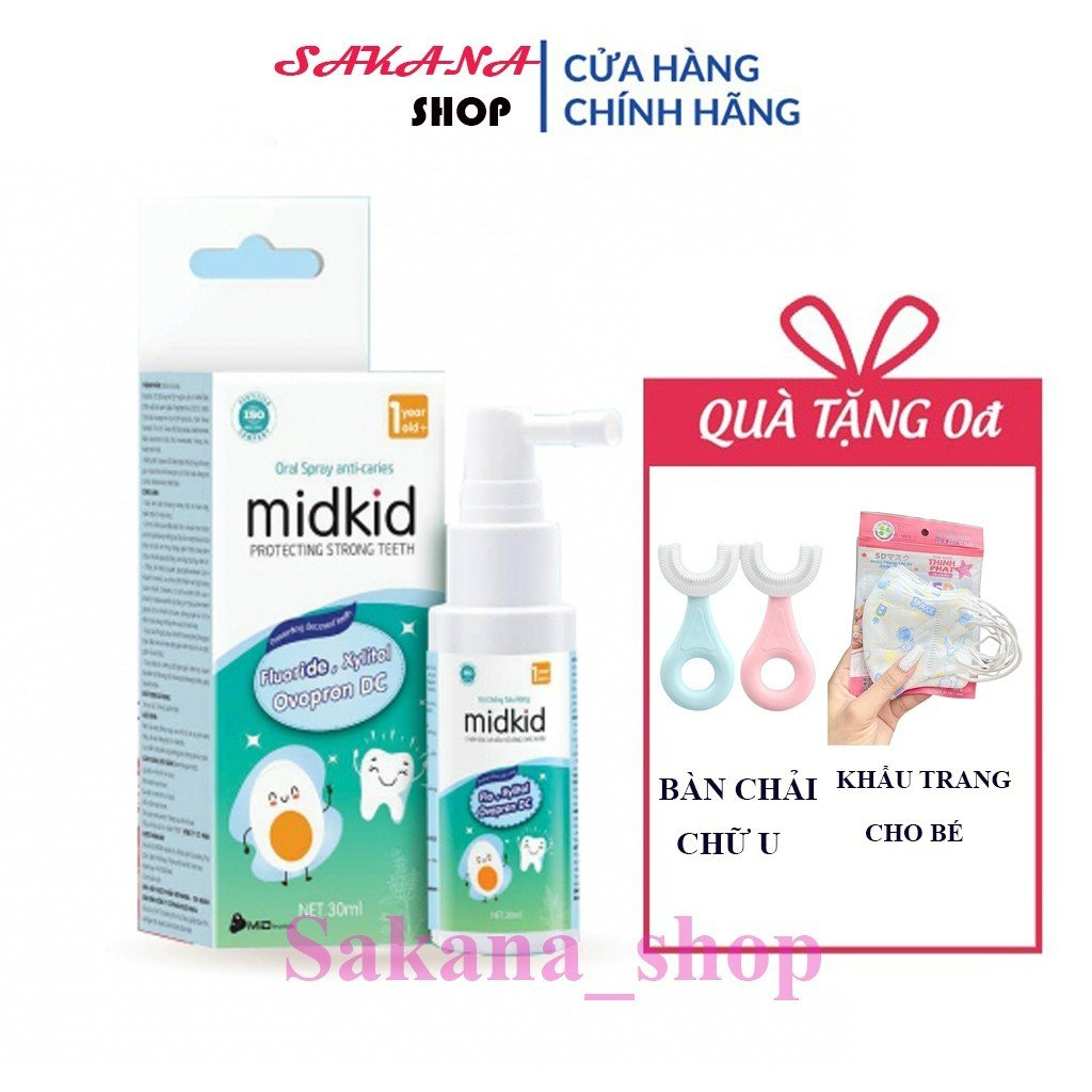 Những thành phần chính có trong xịt chống sâu răng cho bé midkid là gì?
