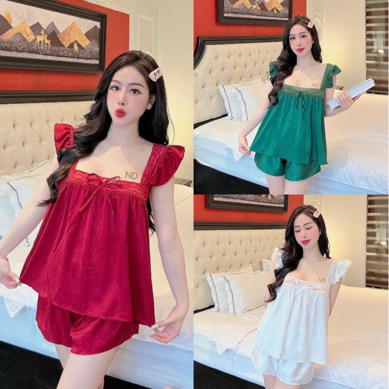 Bộ đồ cánh tiên phối ren gấm xước mềm