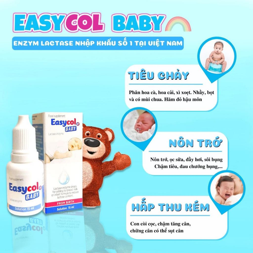 Enzyme Lactase Easycol Baby ngăn ngừa tiêu chảy, nôn trớ, hấp thu kém