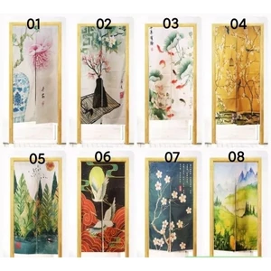 Màn rèm noren 2 mảnh hoa tiết tự nhiên kiểu noren xẻ mảnh Nhật (chưa kèm thanh)