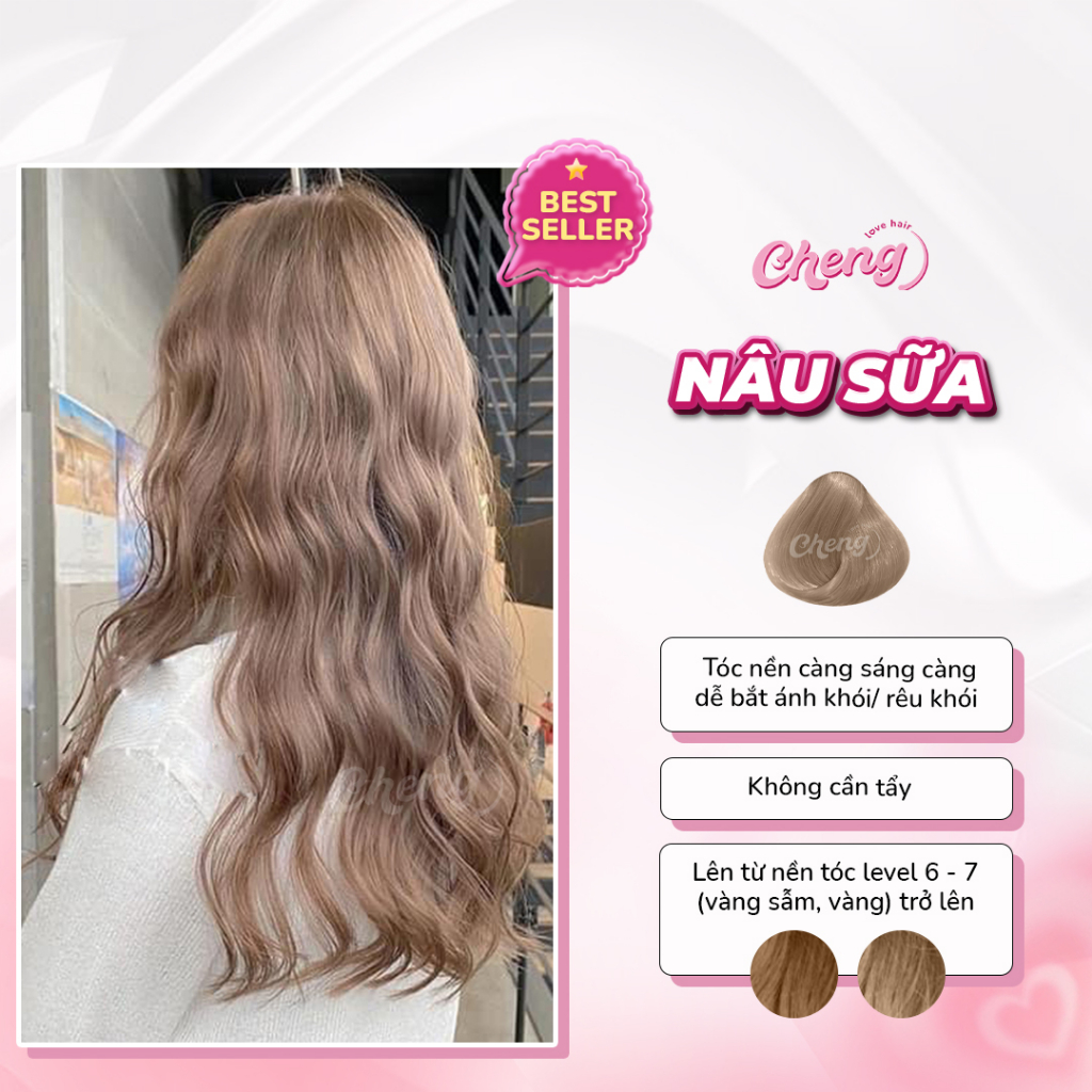 Thuốc Nhuộm Tóc Màu NÂU SỮA, NÂU TRÀ SỮA Không Tẩy | Chenglovehair ...