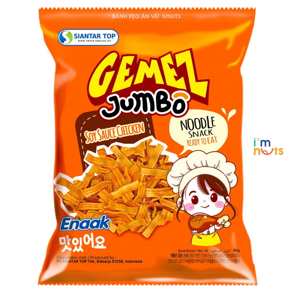 Snack mì trẻ em Enaak Gemez Indonesia vị gà truyền thống vị Ớt cấp độ mì nát Gemez Chicken