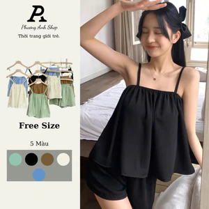 Set pijama 2 dây xinh xắn thoáng mát, Bộ ngủ nữ dễ thương, Set đồ ngủ hai dây, Đầm mặc nhà, set 847.