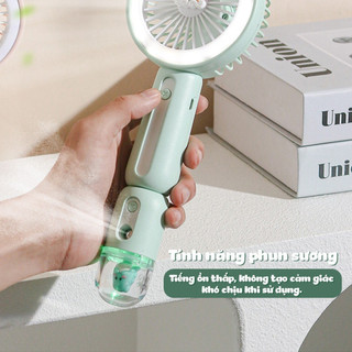 (Tặng Móc treo thú) Quạt cầm tay mini phun sương có đèn LED thời lượng pin dài RDEHUNTER