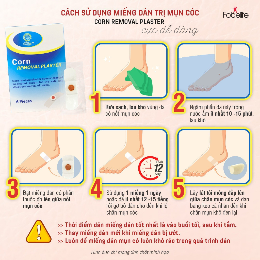 [Combo] 2 hộp miếng dán MỤN CÓC Corn plaster KangDi Fobe hộp 6 miếng N1