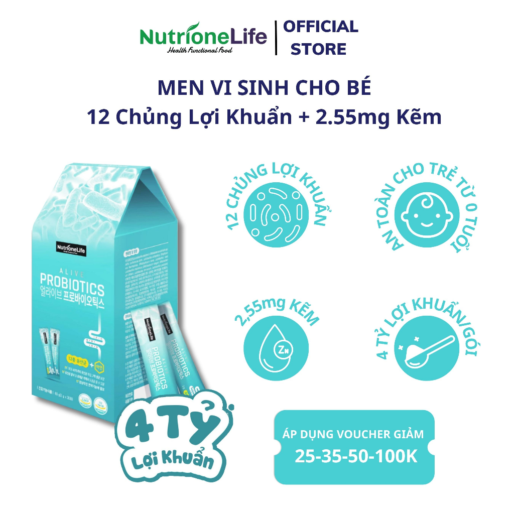 Ảnh Combo 10 Gói Men Vi Sinh NUTRIONELIFE Alive Probiotics Bổ Sung Lợi Khuẩn Hàn Quốc, Tăng Cường Miễn Dịch 2g/Gói 3