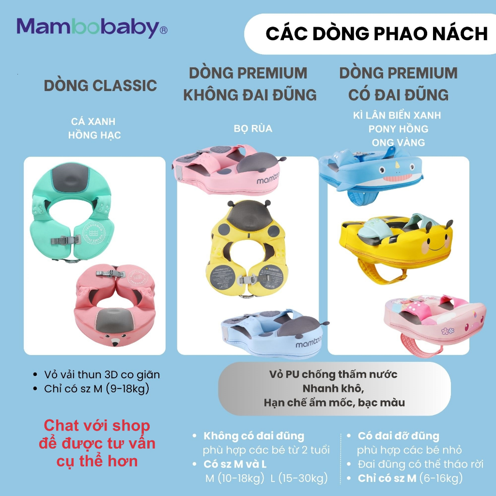 Phao bơi không bơm hơi cho bé từ 8 tháng 1 2 3 4 tuổi phao tập bơi chống lật Mambobaby