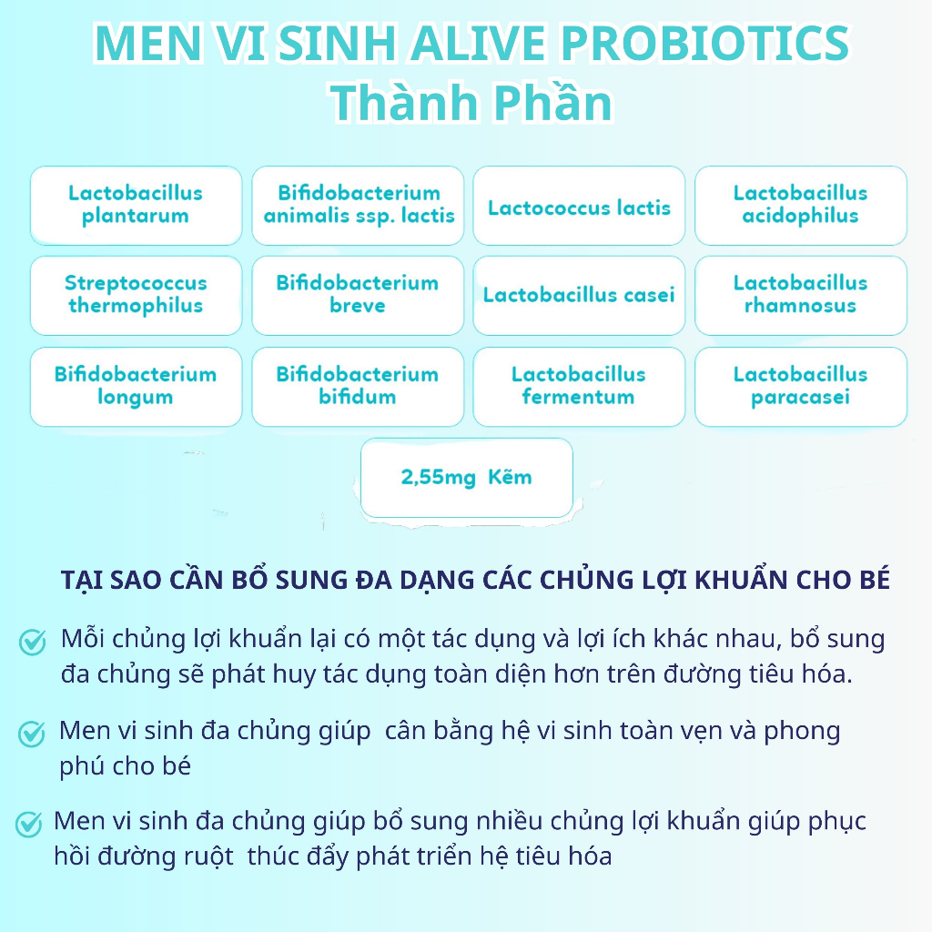 Ảnh COMBO 3 Hộp Men Vi Sinh Alive Probiotics 12 Chủng Lợi Khuẩn Và Kẽm Giúp Tiêu Hóa Khỏe, Tăng Hấp Thu 2g/Gói 3