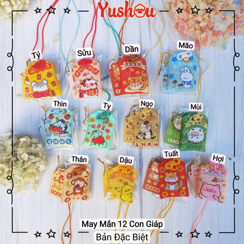 Túi Phước Yushou May Mắn Con Giáp Tụ Phúc - Bản giới hạn - Kiểu Omamori Nhật, Có sẵn, Quà tặng ý nghĩa.