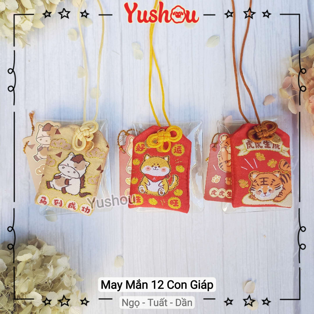 Túi Phước Yushou May Mắn Con Giáp Tụ Phúc - Bản giới hạn - Kiểu Omamori Nhật, Có sẵn, Quà tặng ý nghĩa.