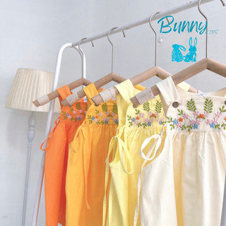 Váy bé gái hai dây họa tiết thêu xịn xò trắng kem, vàng cho bé 1-7 tuổi (8-26kg) N0023B
