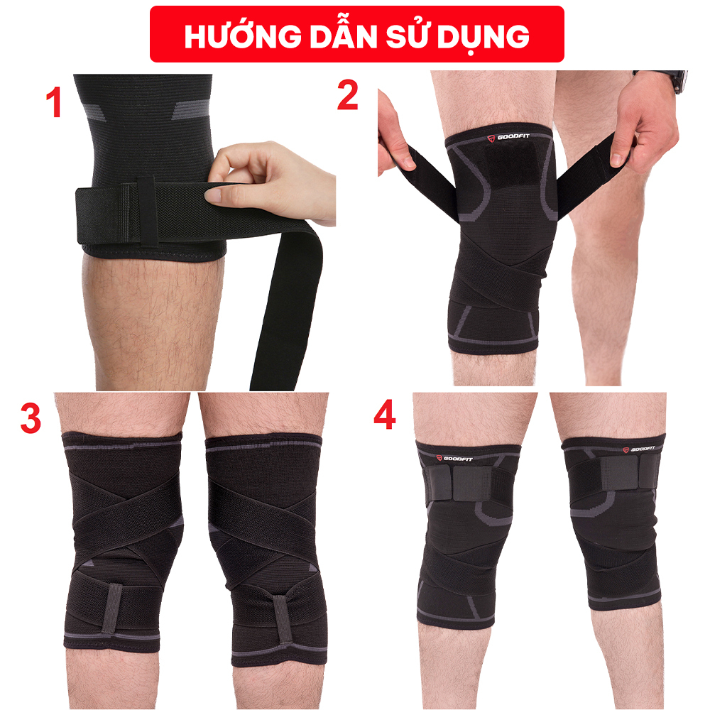 Bó gối thể thao, băng đầu gối Goodfit GF511K co giãn 4 chiều dày dặn, bảo vệ gối khi chơi thể thao