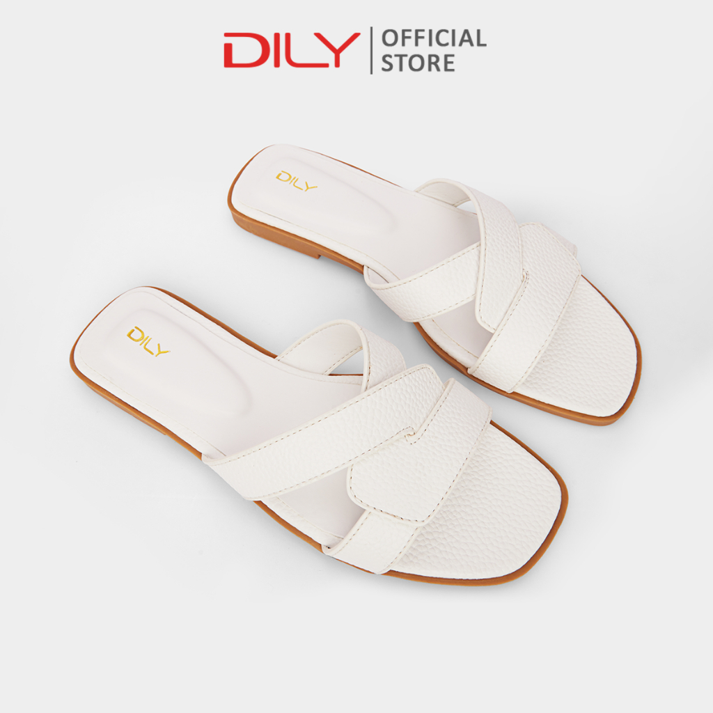 Dép bệt nữ quai đan chéo thời thượng, dép nữ mũi vuông tiện lợi DILY cao 1cm_ AA0408
