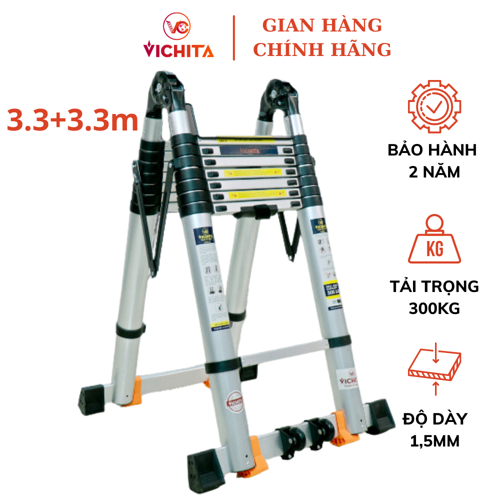 Thang Nhôm Rút Đôi Chữ A VICHITA 6M6 (3.3M+3.3M) - Thang Rút Bản Cao ...