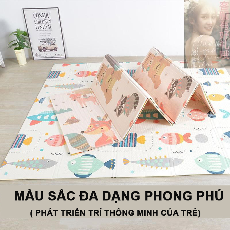 Thảm Xốp Gấp Gọn XPE 1m8x2m 2 Mặt Chống Trơn Trượt, Chống Thấm, Dễ Vệ Sinh, An Toàn Khi Sử Dụng