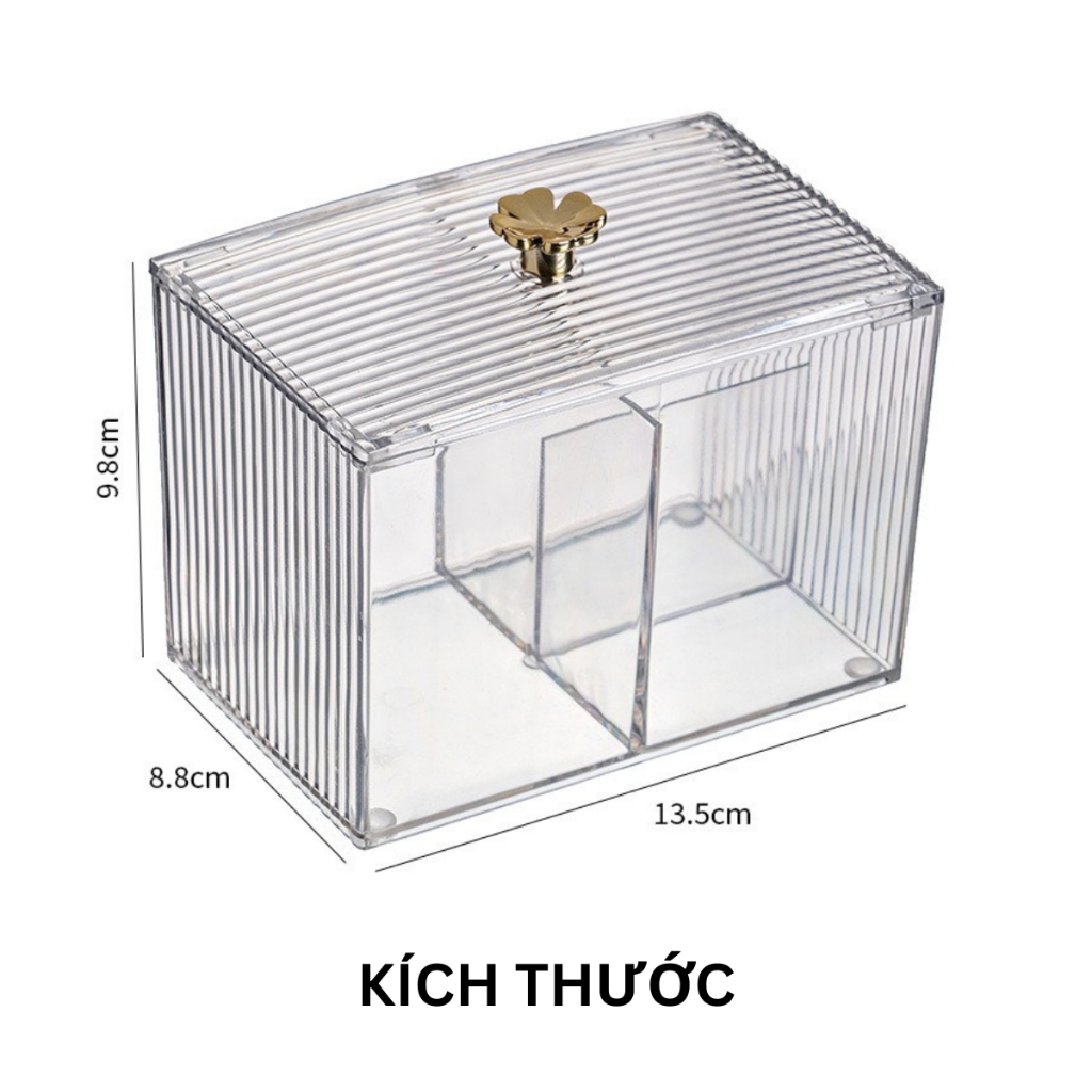 Hộp Đựng Bông Tẩy Trang, Mút Trang Điểm, Tăm Bông Nhựa Mika Cao Cấp