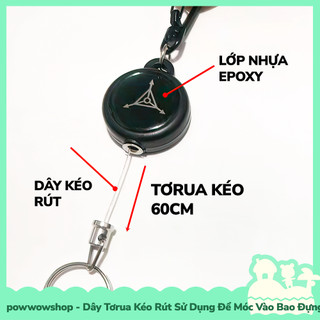 Móc Khoá Tơrua Dây Kéo Rút 60cm Sử Dụng Móc Bao Đựng Thẻ Nhân Viên Phong Cách Hoạ Tiết Black Epoxy