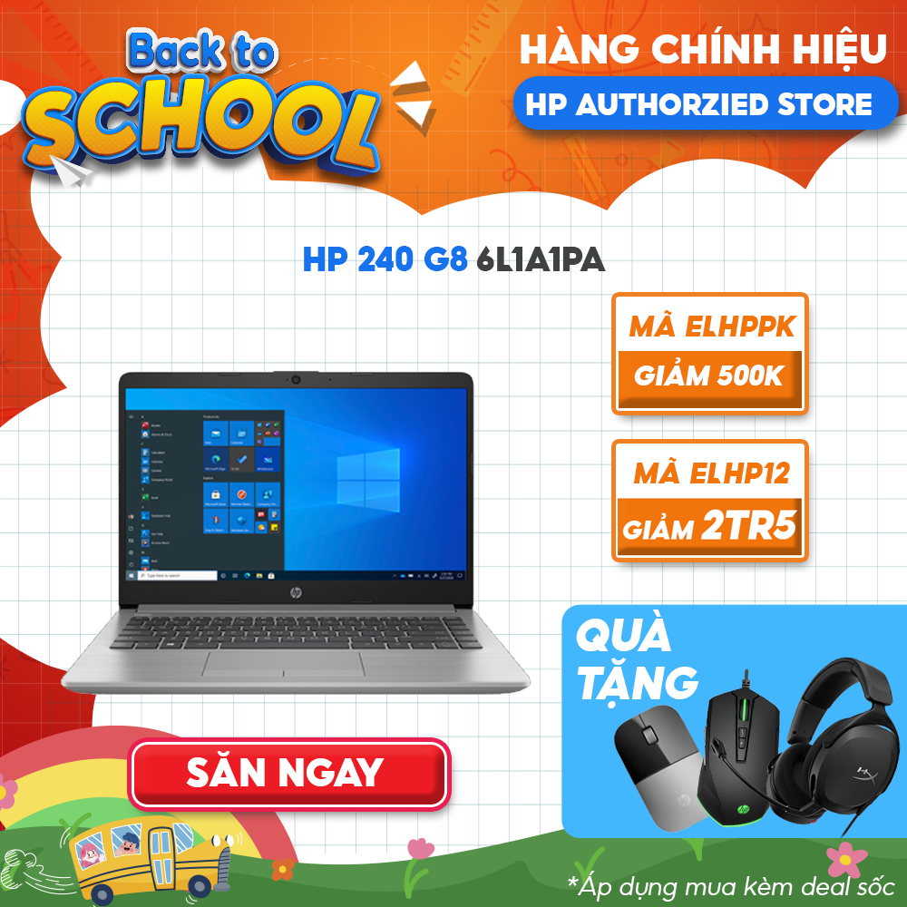 [Mã ELHP12 giảm 12% đơn 10TR] Laptop HP 240 G8 6L1A1PA i3-1115G4 | 8GB | 256GB | 14 FHD | Win 11
