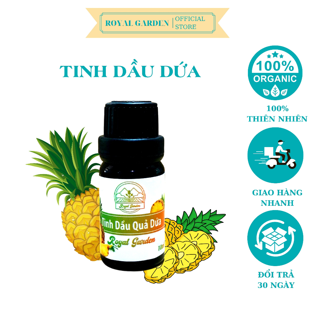 Tinh Dầu Dứa Nguyên Chất Royal 50ml Giảm Stress Khử Mùi Chống Say Xe Hàng Chính Hãng