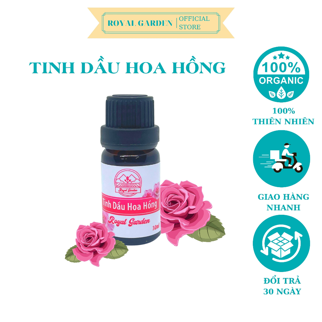 Tinh Dầu Hoa Hồng Nguyên Chất Royal 50ml xuất sứ thiên nhiên không pha tạp chất, Giảm Stress Khử Mùi Chống Say Xe