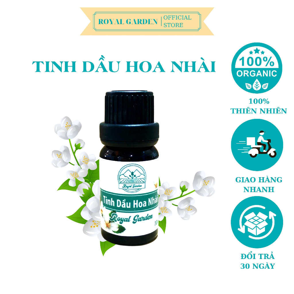 Tinh Dầu Hoa Nhài Nguyên Chất Royal 50ml xuất sứ thiên nhiên không pha tạp chất, Giảm Stress Khử Mùi Chống Say Xe